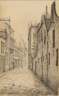 Antike Zeichnung - Eine Ansicht der Oude Dieze in 's Hertogenbosch - Anonymous - ca. 1900