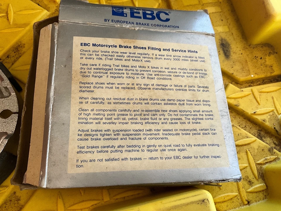 Zapatas freno honda ebc 330 cr nx xl 125 250 480 cr480r xl250r mx ahrma carrera suciedad Foto 2 de 4