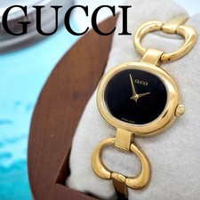 GUCCI 1600 Gold Quartz Watch White Shell Dial 25×20mm 16.5cm 6.5in