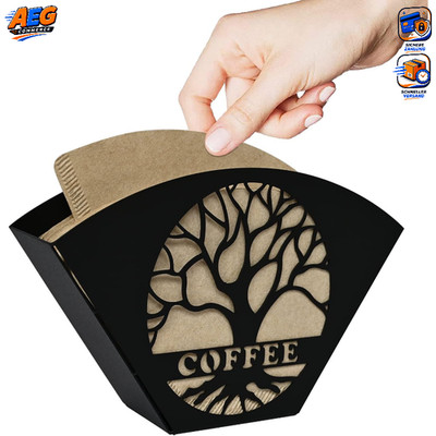 Kaffeefilterhalter Eisen Baum des Lebens Dekor Schwarz für Kaffeeerlebnis