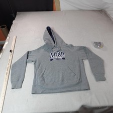 Y2K Aeropostale Hoodie Womens Small Gray Pullover Tomboy Fit AERO Varsity League