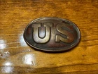 CIVIL WAR OVAL US BUCKLE w/PUPPY PAW HOOKS - MARKED W.H. SMITH BROOKLYN