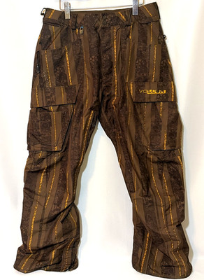 Volcom Nimbus Snowboard Pants Mens M Brown Snow Ski Waterproof Insulated 8000mm