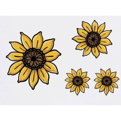 4 x 'Sonnenblume' Temporäre Tattoos / Transfers (TO00059546)