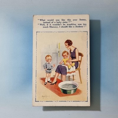 Donald Mcgill Comic Postkarte um 1940 Glamour Mama Baby Schwester Esel