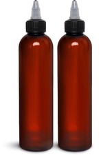 Twist Top Applicator Bottles, 8 OZ, Squeeze Empty Plastic Bottles, Black Nozz...