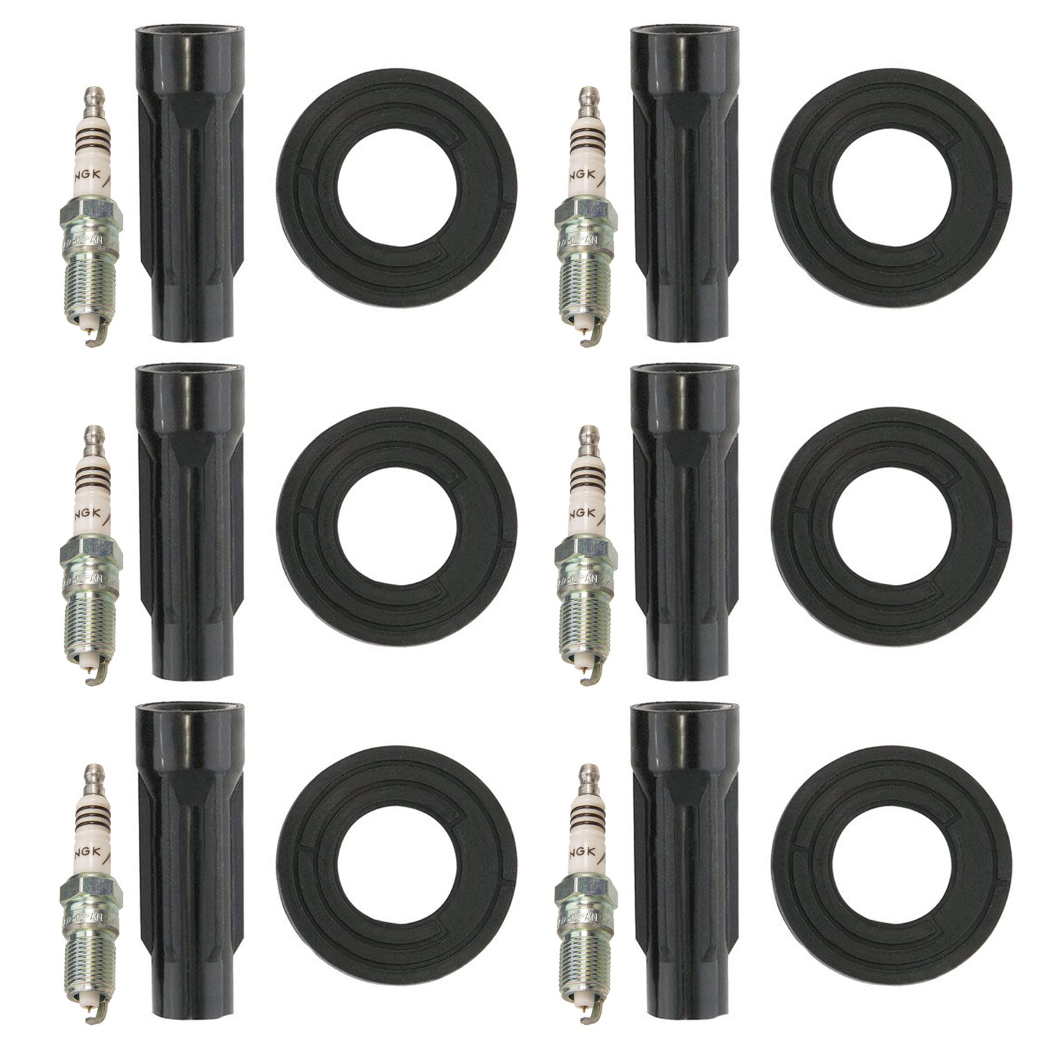 NGK 6 Iridium IX Spark Plugs  Denso Coil Boots Kit for Fusion Mariner Milan V6