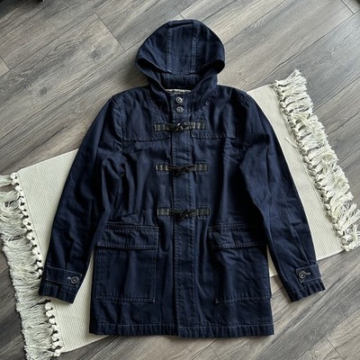 7 For All Mankind Hooded Denim Toggle Coat in Indigo Blue size M