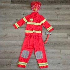 Fire Fighter Kids Costume Role play Set Halloween Cosplay Red Fireman M 6-7