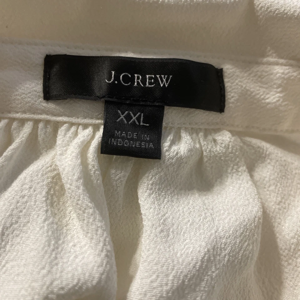 Blusa para mujer J.Crew drapeada con botones reunidos XXL manga larga blanca Foto 4 de 4