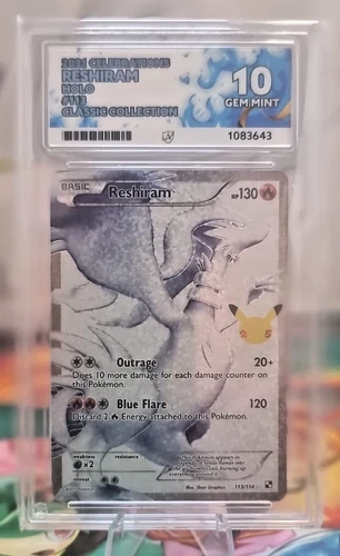 ACE 10 Reshiram 113/114 Celebrations: Classic Collection Holo Graded