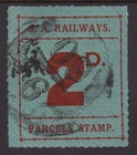 South Australia  1934 2d Red on Blue RAILWAY PARCELS  No wmk - roul 7- G/FU