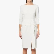 Vince Camuto Womens Ivory Peplum Ruffle Sheath Dress Size 2 NWT