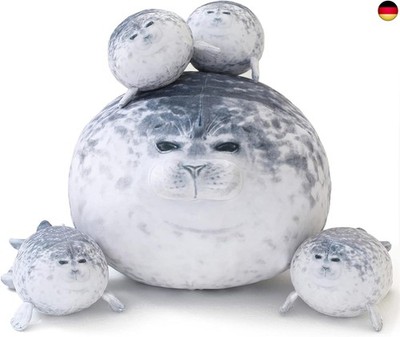 SQEQE Chubby Seal Pillow Plush with 4 Baby Seal Plushies in her Tummy, Stuffed