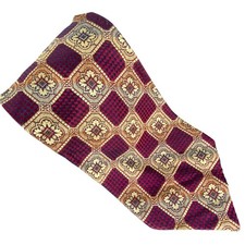 VALENTINO GARAVANI Mens Tie Red Gold Geometric Jacquard Classic Dress 4x56.5