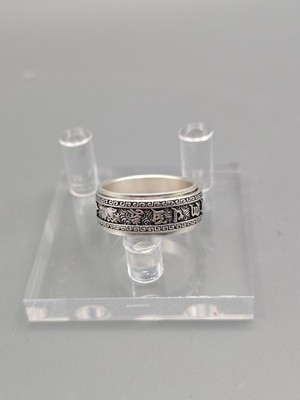 S925 Sterling Silver Tibetan Mantra Om Ma Ni Pad Me Hum Spinner Meditation Ring