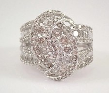 3Ct Lab Created Diamond Round Cluster Women's Wedding Ring 14K White Gold Plated
