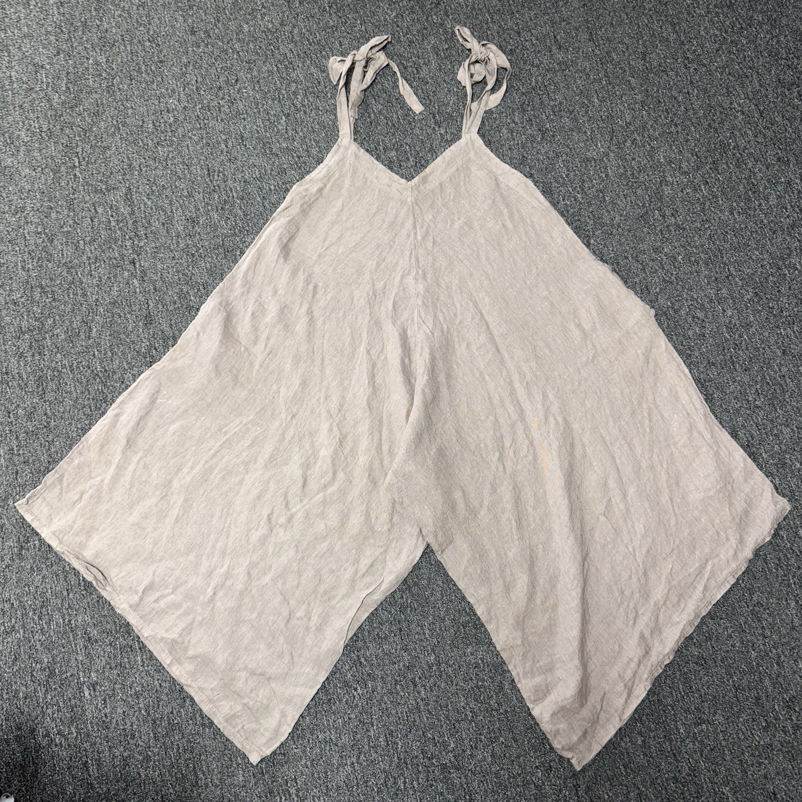 Women’s 100% Linen Hippie Boho One Piece Wide Leg Relaxed Lagenlook Romper  Sz M