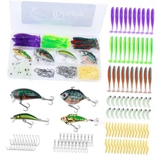 124 Pcs Fishing Lures Gear Equipment Tackle Box for Bass, Fish Kit with Soft 