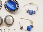 Vintage Moonglow Earrings Lot Blue Stones Pierced Clip On Silver Tone D6051 — photo 3