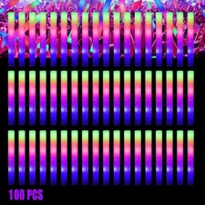 100PCS LED Foam Sticks Light Up Wands For Glow Party Rave