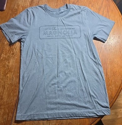 Magnolia Silos Blue T Shirt Adult Small Waco Texas Garden Bakery Market