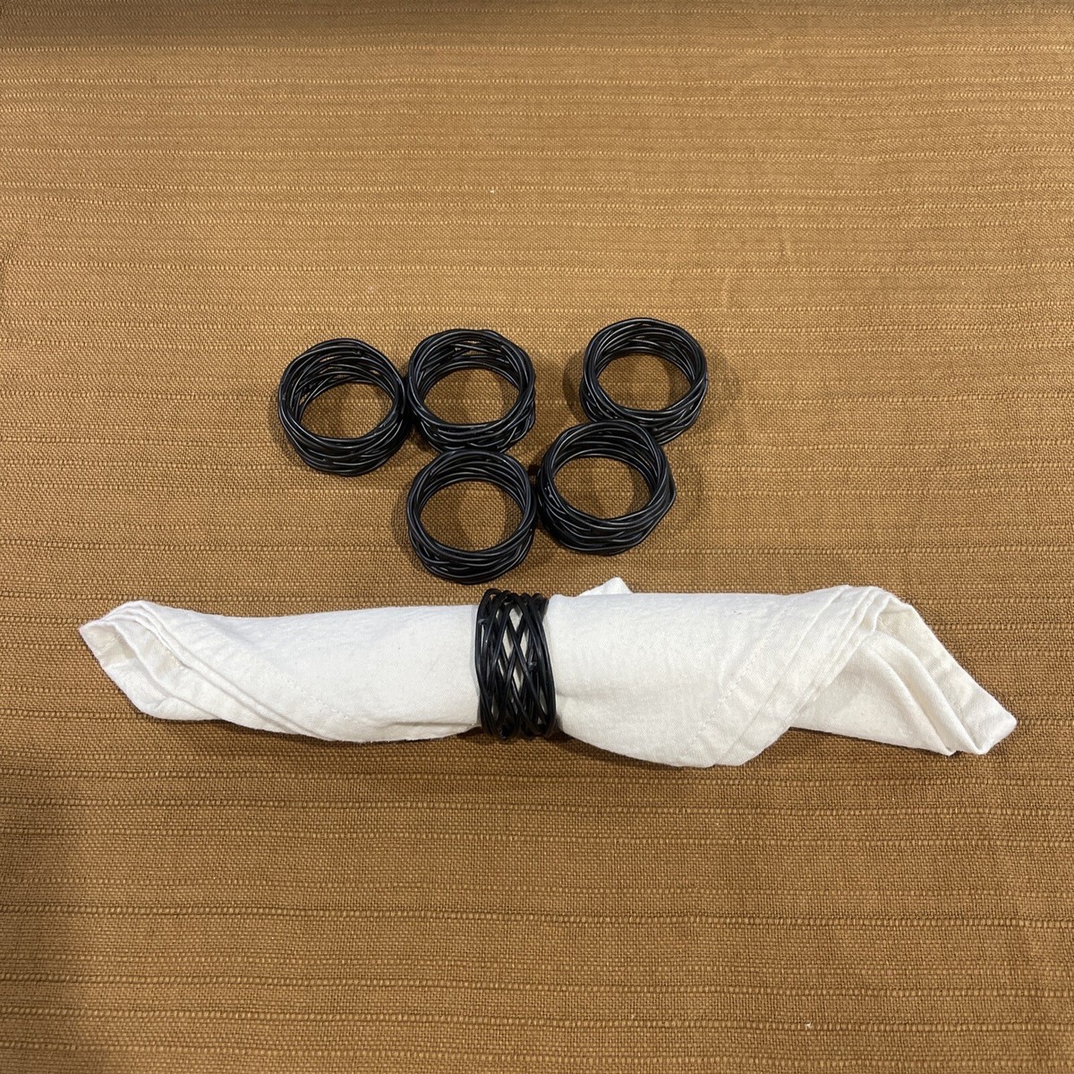 Black Metal wire napkin rings set of six