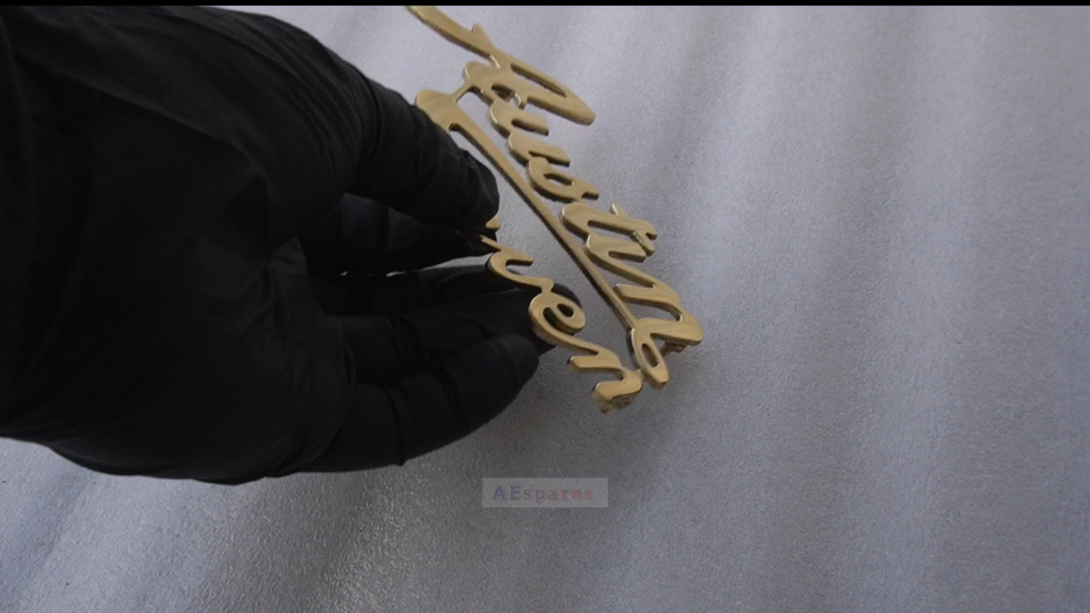 Front Grill Austin Seven Logo Script Badge Brass For Morris Austin