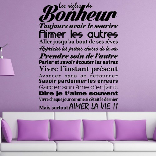 Sticker Texte Les Regles Du Bonheur Ebay