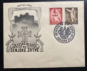 1942 Croatia First Day Cover FDC Heroes Of senj Stamp Issue Sc#B16-17