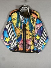 Vintage Nos Giacca Sport Ladies Medium M Multicolor Full Zip Bomber Jacket