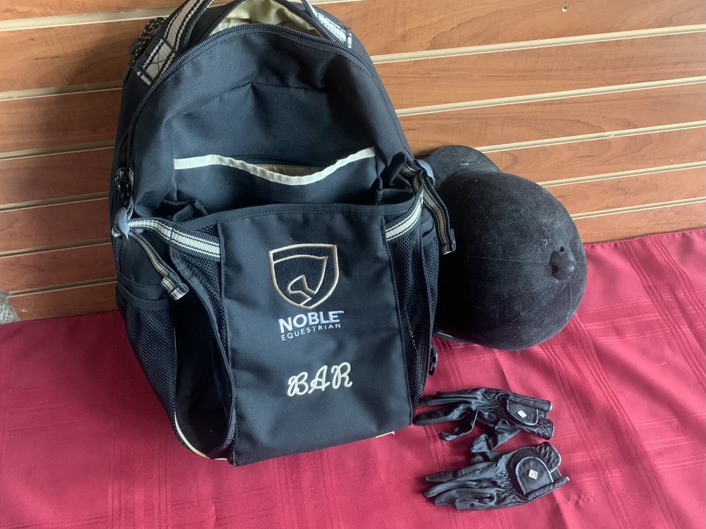 Equestrian set: Noble Equestrian Backpack, Helmet and LeMieux Riding Gloves￼