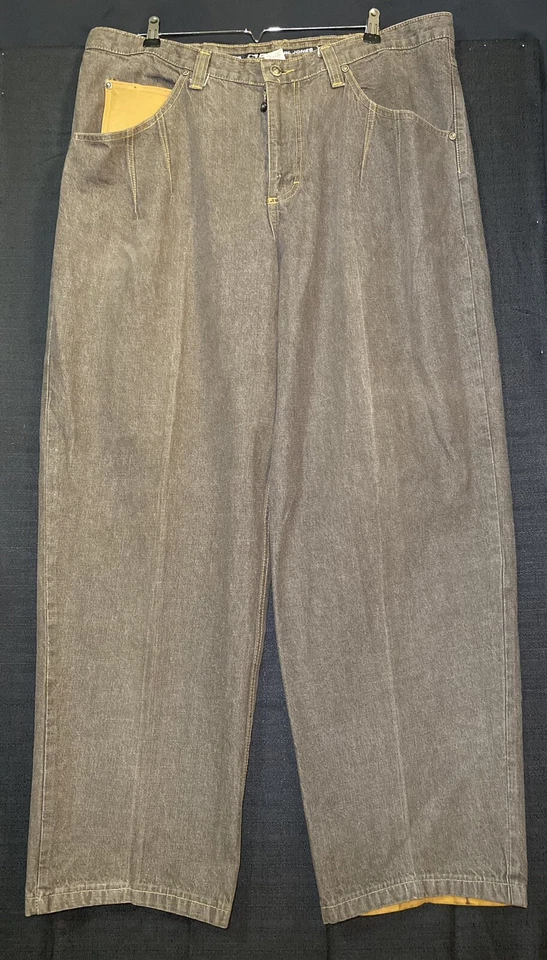 Pantalones de mezclilla vintage años 90 Y2K Carl Jones pierna ancha holgados marrón hip hop skate grunge 38x32 Foto 2 de 4