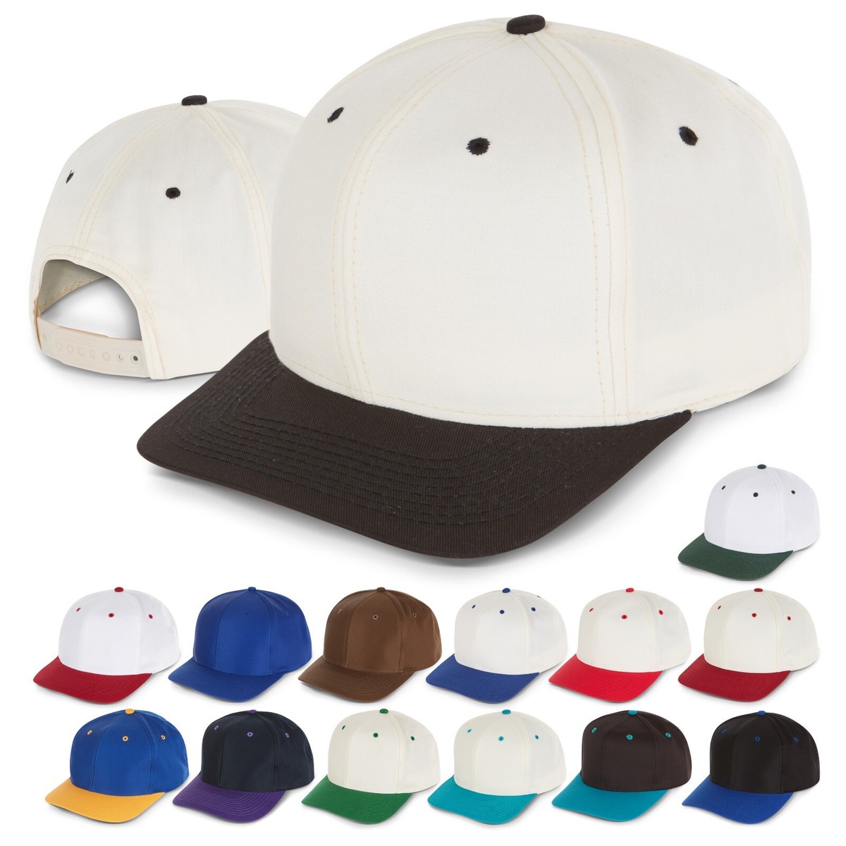 Blank Two Tone Cotton Twill Retro Snapback Hat Panel Baseball