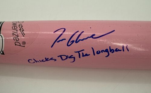 Tom Glavine Signed Bat Rawlings Pink Inscribed Chicks Dig The Longball Beckett - Picture 2 of 8