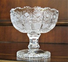 Bohemia Czech Crystal Hand cut 4.5" Pedestal Bowl Queen Lace