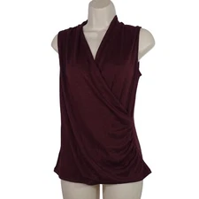 41 Hawthorn Benni Sleeveless Burgundy Red Surplice Top Women Size S Ruched NEW