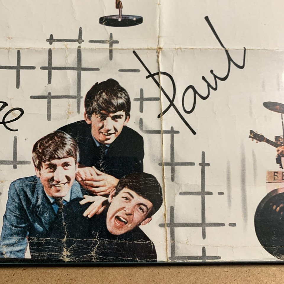 Vintage 1964 Beatles Wallpaper From Canada Framed 20 x 16 Some Wear See