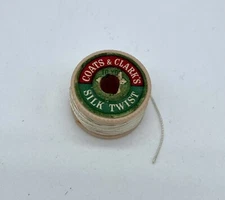 Vintage Coats & Clark’s Pure Silk Twist Thread Wooden Spool Bobbin Ivory Beige