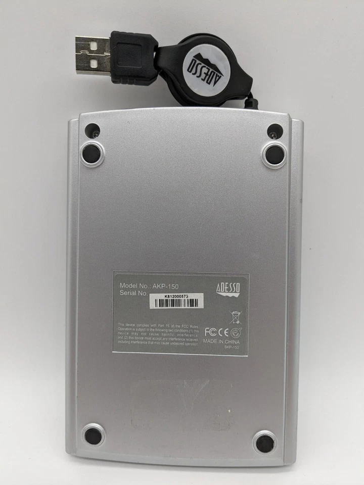 Adesso AKP-150 Portable USB Numeric Keypad Used Tested - Image 2 of 3