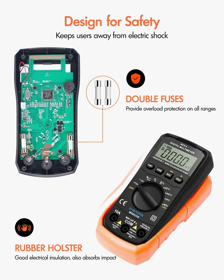 Digital Multimeter mit Batterietester, Strom, Spannung, Widerstand, Transistor - Bild 3 von 4