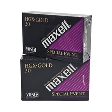 2 Qty Maxell Blank VHS-C Videocassette Tapes HGX-GOLD 20 TC-20