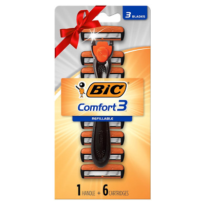 Comfort 3 Refillable Three-Blade Disposable Razor for Men, Sensitive Skin Razor