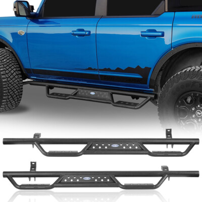 Fit 2021-2024 Ford Bronco 4 Door Steel Pair Wide Drop Side Step Replacement