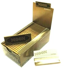 Moon Rolling Papers Papers 50/Lvs/Pack Gold Flax Single Wide 1.0 USA SHPD