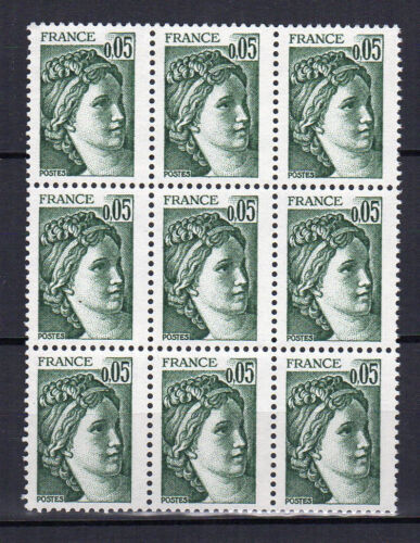 France 1977-78 Y&TN°1964 types Sabine un bloc de 9 timbres neufs MNH /TE616 - Photo 1/1