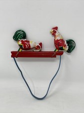 Vintage Tin Lithograph Toy Hens Chickens Pecking Dish Hand Squeeze MM 059