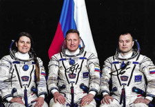 LARGE 8 x 12 Photo Soyuz MS-21 Backup Crew Signed Kikina Prokopyev Petelin Rare