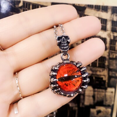 Red evil eye necklace gothic skeleton hand pendant skull buckle