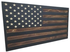 Dark Rustic | Hidden Gun Storage | Engraved American Concealment Flag | Safe